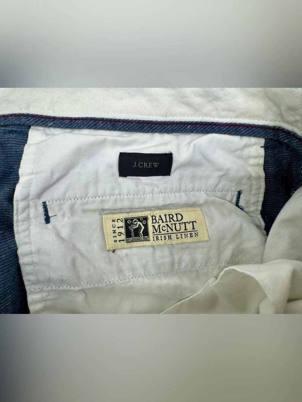 J Crew 484 Pants Mens Size 35x34 Baird McNutt Irish Linen Blend Blue Chino